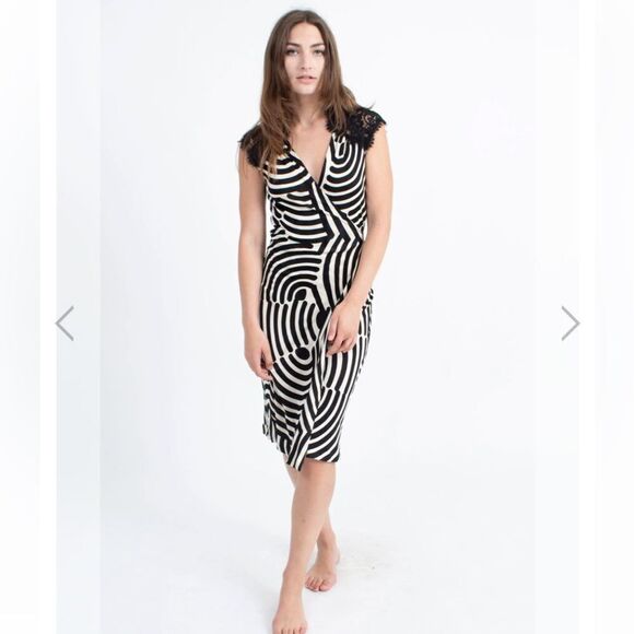 Diane Von Furstenberg Oliver Wrap Dress With Lace Back - Picture 1 of 8
